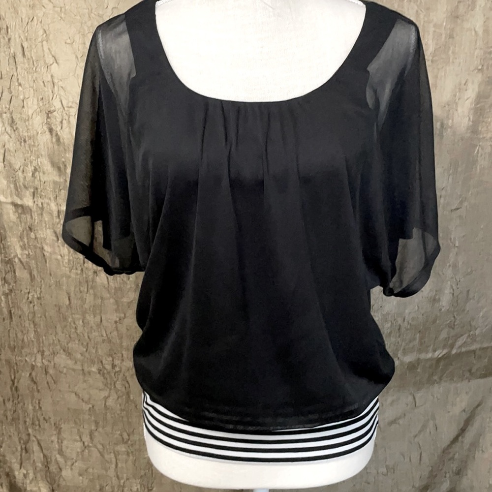 Sheer black dress shirt with built-in tank.
